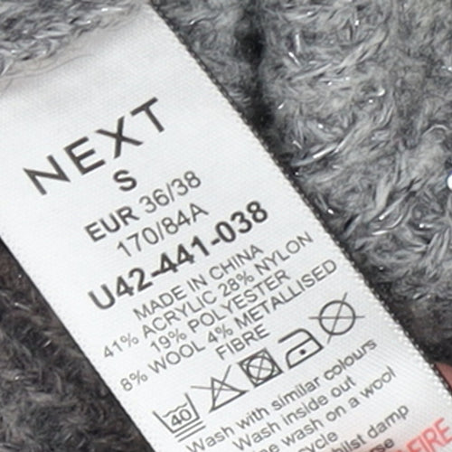 Next Women Grey Sequin Knit Longline Cardigan Size S