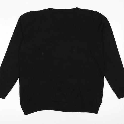 Select Womens Black Christmas Dog Sequin Jumper L