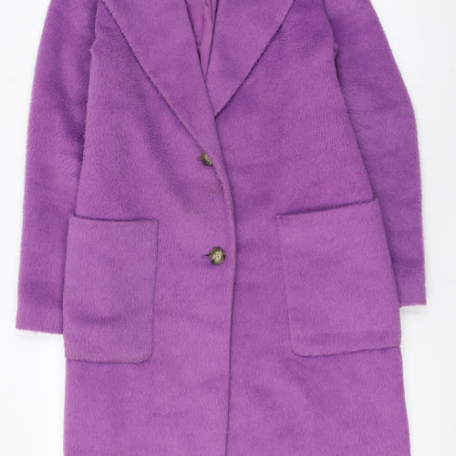 Marks and Spencer Women Purple Long Wool Blend Overcoat Size 8