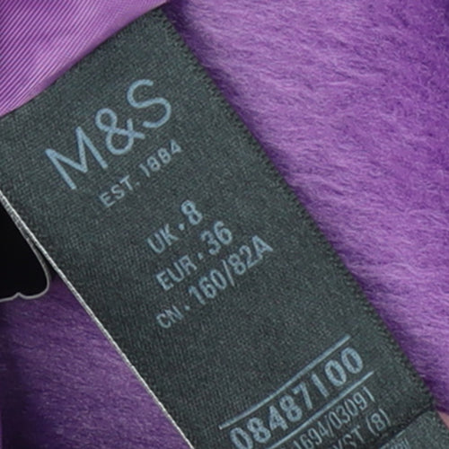 Marks and Spencer Women Purple Long Wool Blend Overcoat Size 8