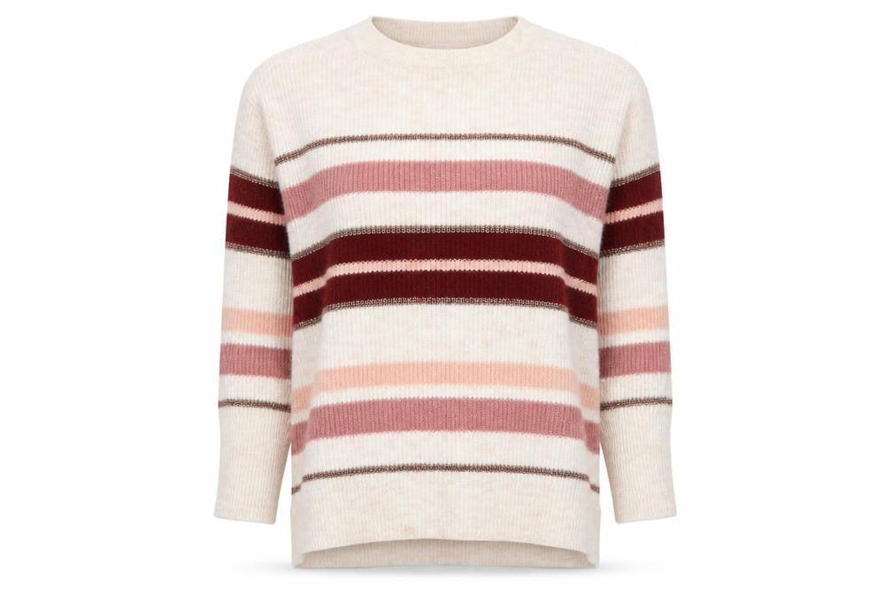 Front view of Oasis women’s multicoloured striped knit jumper xs