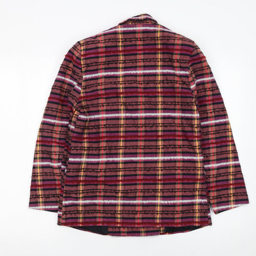 Topshop Women Red Check Double-Breasted Blazer UK 8 Wool Blend