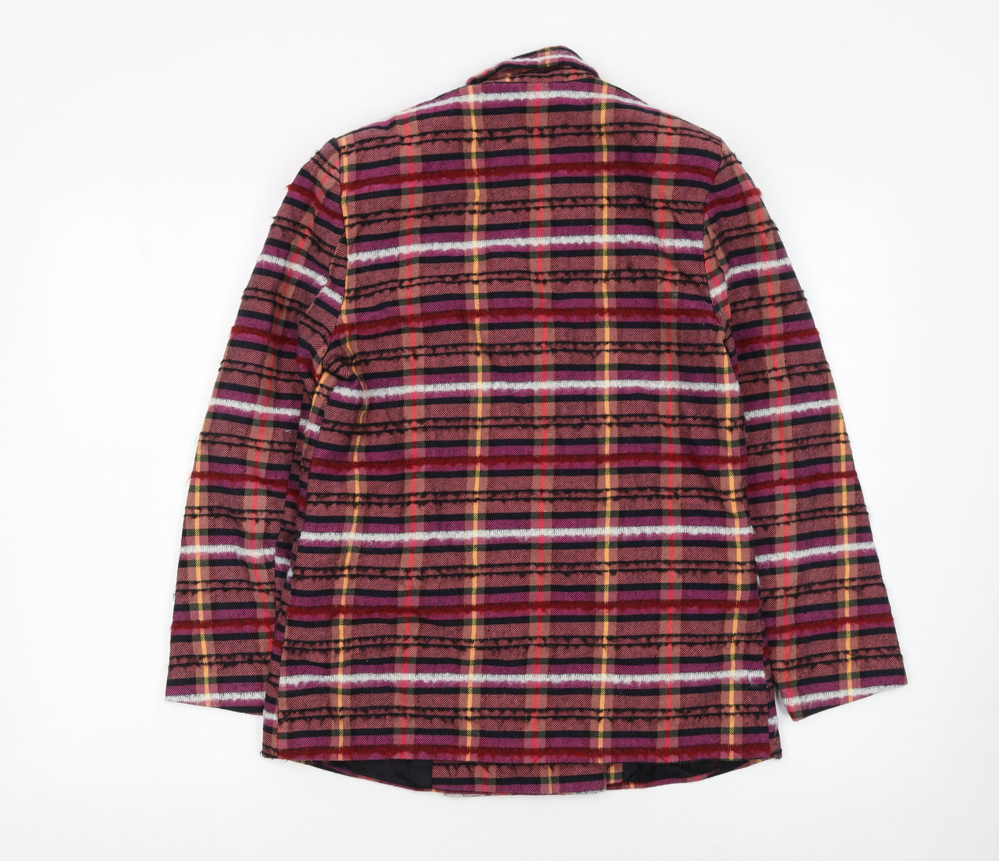 Topshop Women Red Check Double-Breasted Blazer UK 8 Wool Blend
