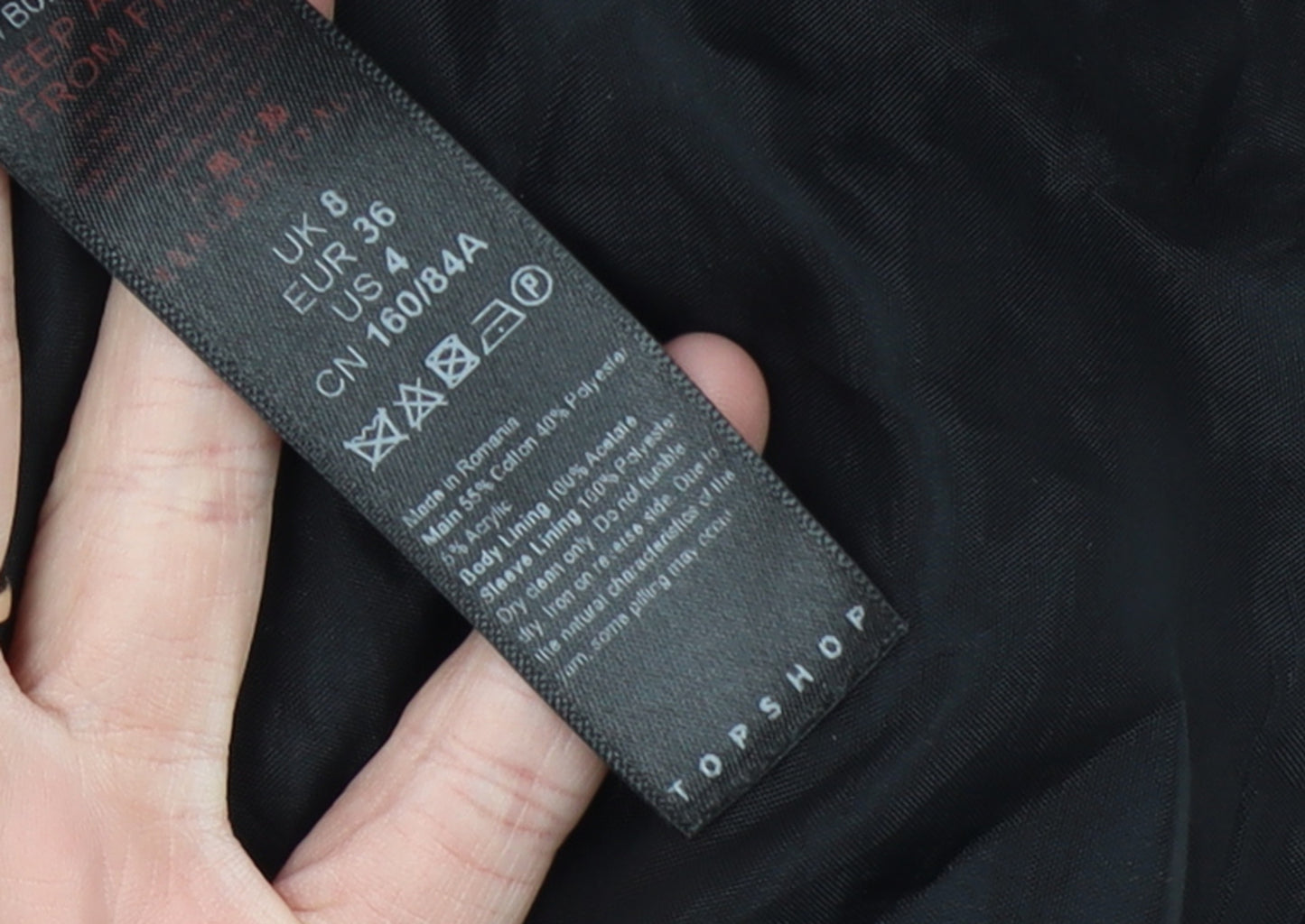 Topshop Women Red Check Double-Breasted Blazer UK 8 Wool Blend