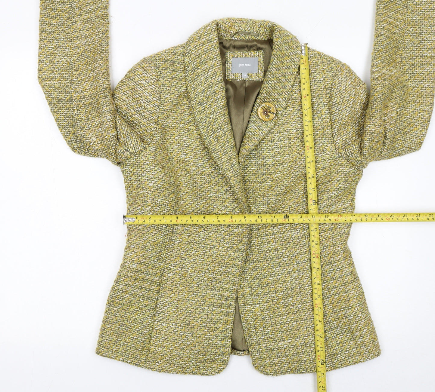 Marks and Spencer Per Una Women's Beige Bouclé Blazer Size 10