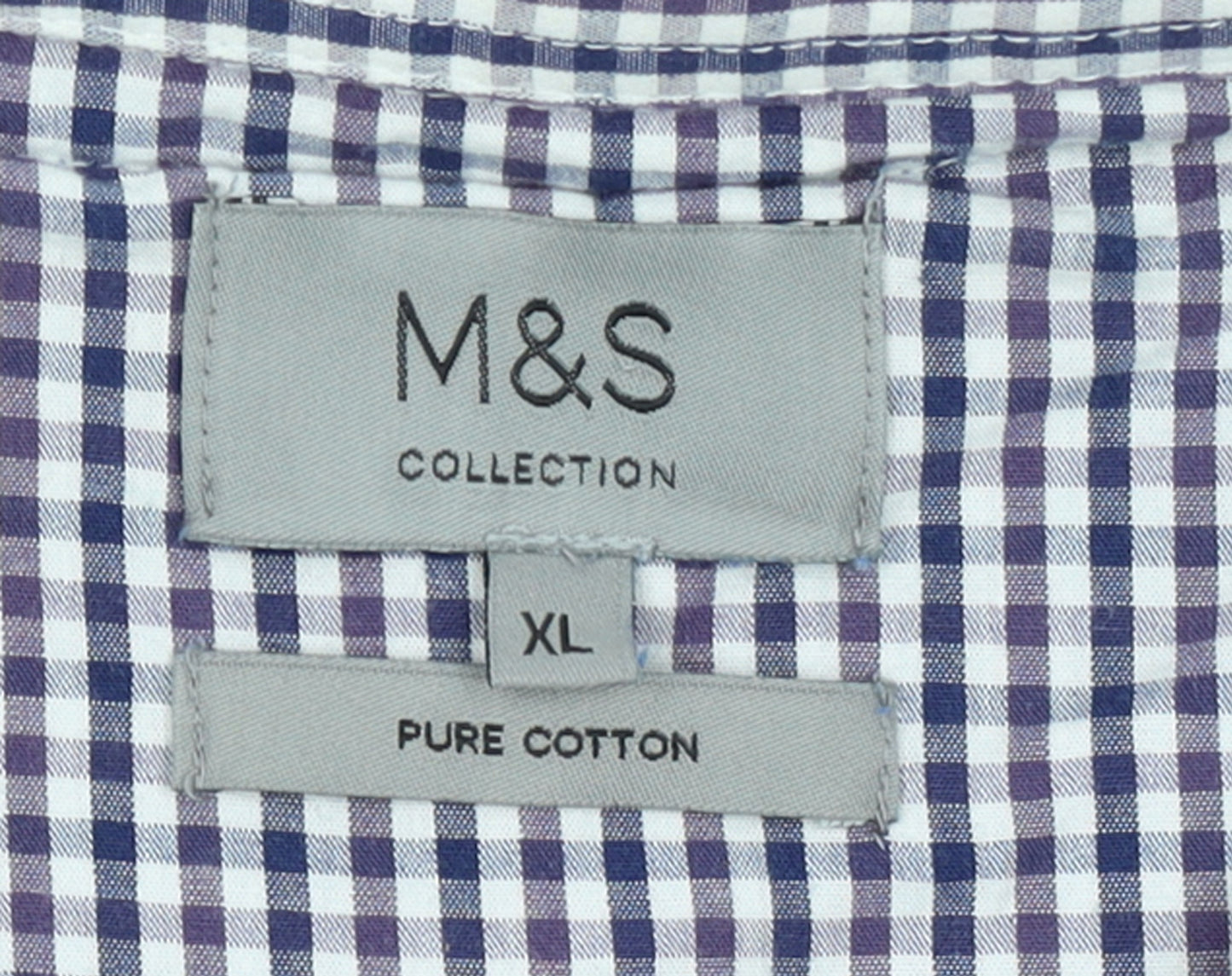 Marks and Spencer Men's Blue Cotton V-Neck Jumper XL