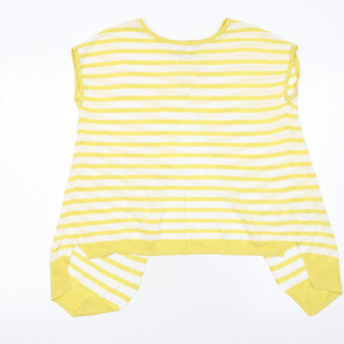 Next Women's Yellow Striped Linen Acrylic Sleeveless Cardigan UK 12