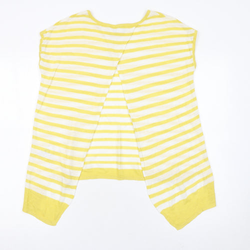 Next Women's Yellow Striped Linen Acrylic Sleeveless Cardigan UK 12