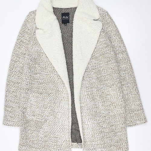 Me Jane Women Beige Faux Fur Lined Open Cardigan Size S