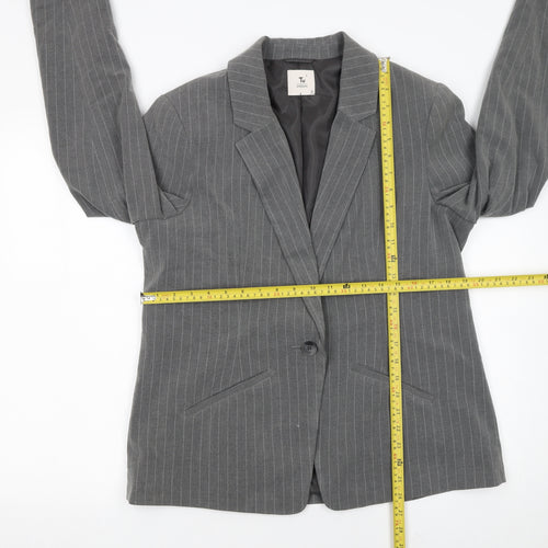 Tu Women’s Grey Pinstripe Blazer Size 16 Regular Fit Single-Breasted