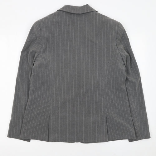 Tu Women’s Grey Pinstripe Blazer Size 16 Regular Fit Single-Breasted