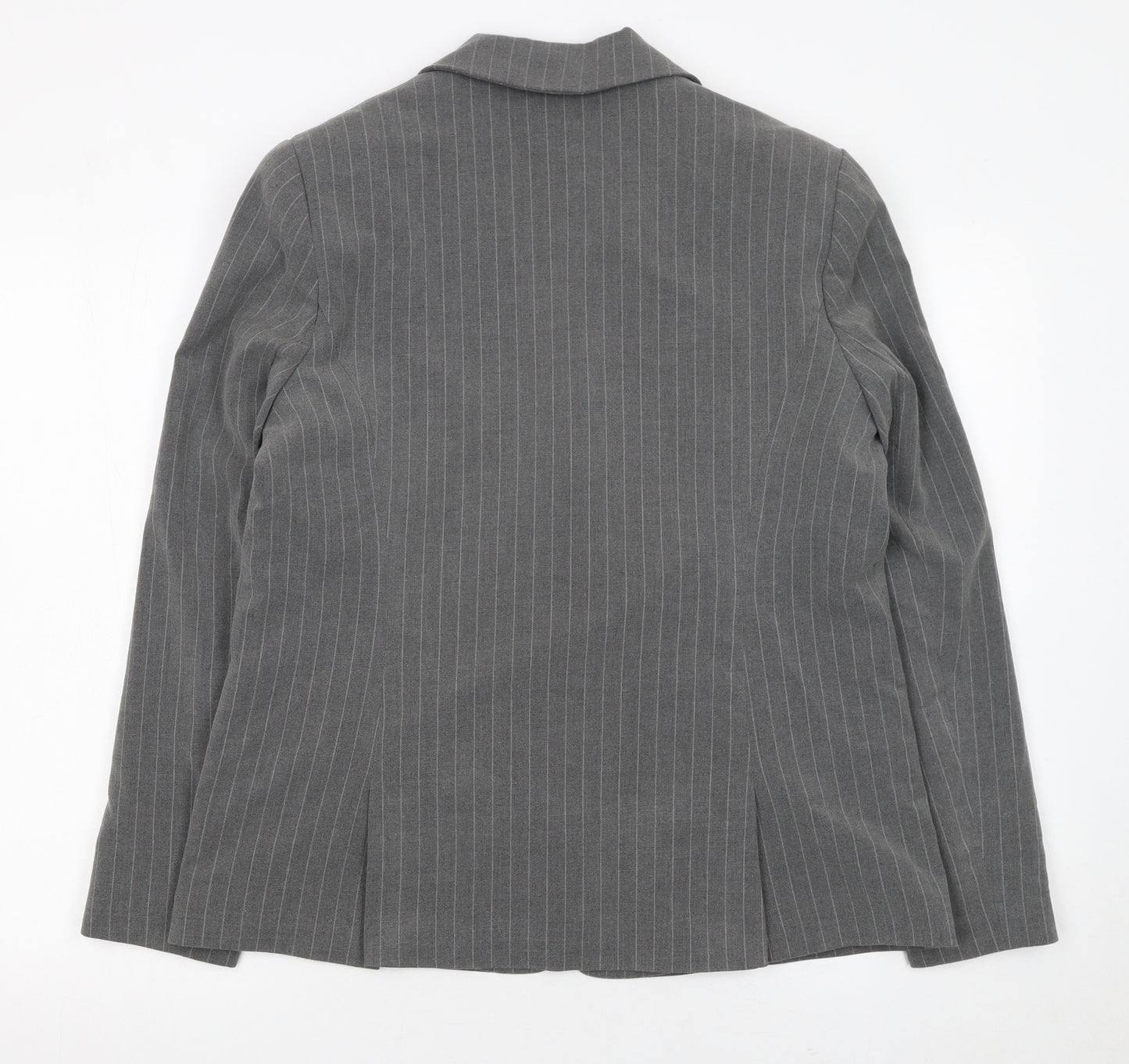 Tu Women’s Grey Pinstripe Blazer Size 16 Regular Fit Single-Breasted