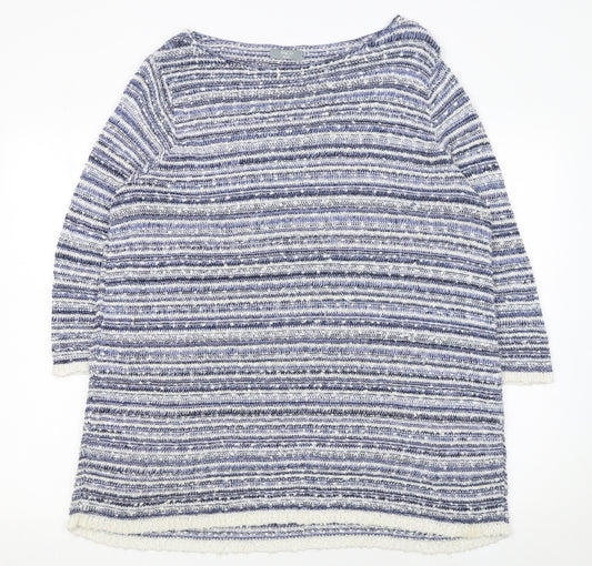 M&Co Women’s Blue Striped 3/4 Sleeve Knit Jumper Size 22