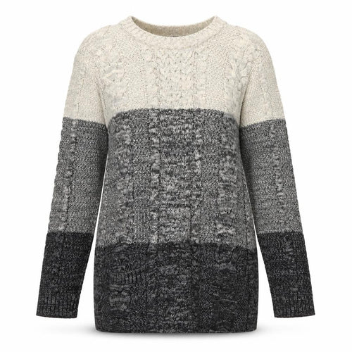 Jeanne Pierre Women's Grey Cable-Knit Long Sleeve Cotton Jumper Size L