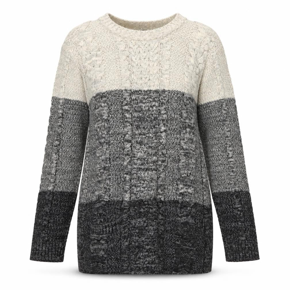 Jeanne Pierre Women's Grey Cable-Knit Long Sleeve Cotton Jumper Size L