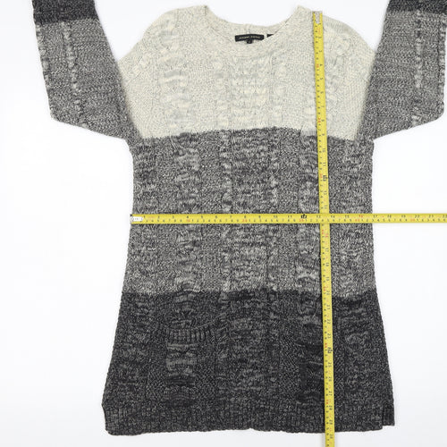 Jeanne Pierre Women's Grey Cable-Knit Long Sleeve Cotton Jumper Size L