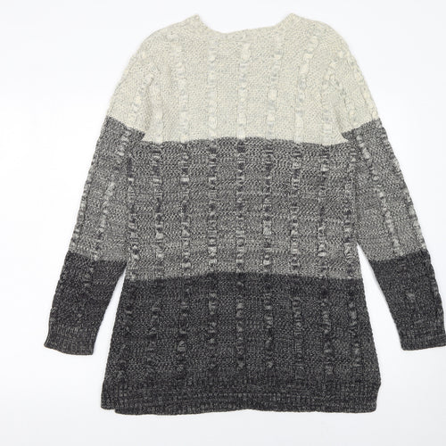 Jeanne Pierre Women's Grey Cable-Knit Long Sleeve Cotton Jumper Size L