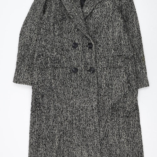 H&M Women's Grey Wool Blend Tweed Long Overcoat XS