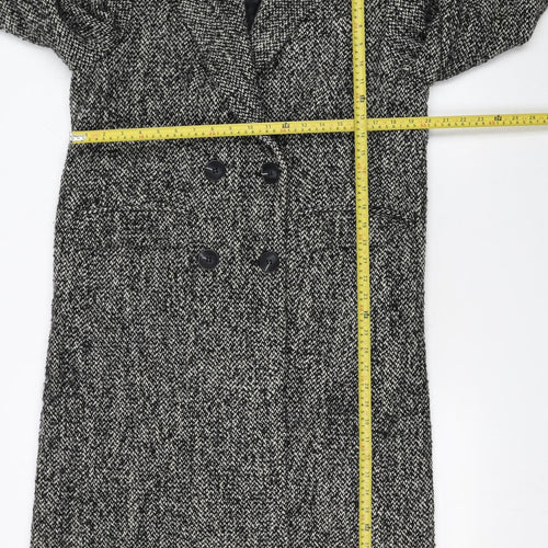 H&M Women's Grey Wool Blend Tweed Long Overcoat XS