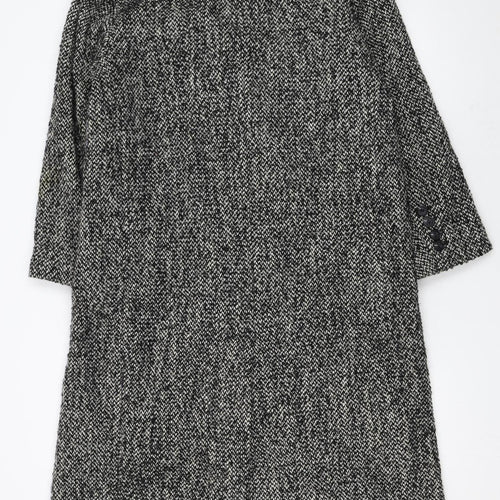 H&M Women's Grey Wool Blend Tweed Long Overcoat XS