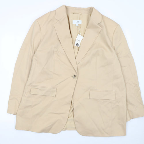 Marks and Spencer Women Beige Blazer Size 22 Single-Breasted Jacket