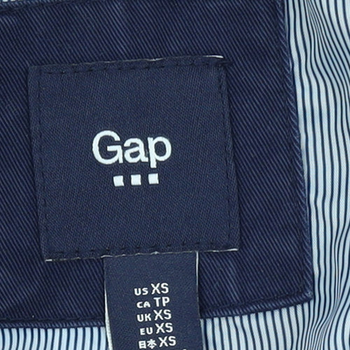 Gap Women's Blue Cotton Trench Coat XS Belted Mid-Length