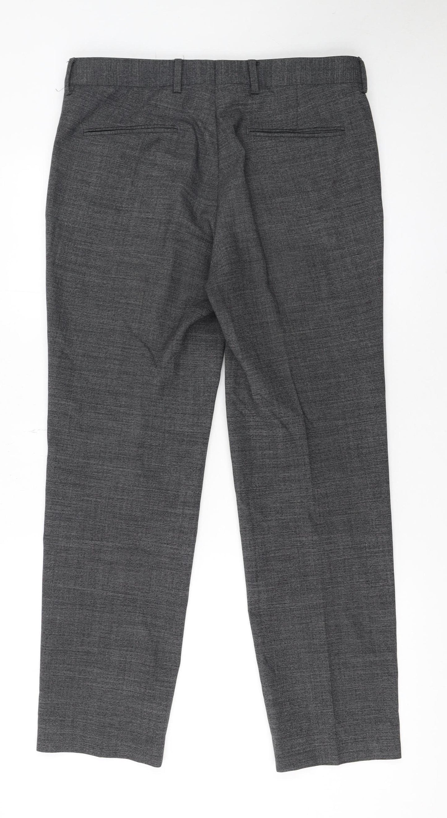 Kin by John Lewis Men's Grey Wool Blend Dress Trousers 32S Regular Fit