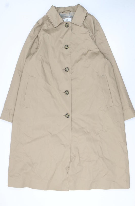 Marks and Spencer Womens Beige Long Trench Coat Size 14 Regular Fit