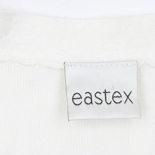 Eastex Women Ivory Size 10 Tie Front Long Sleeve Cardigan