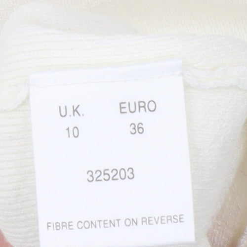 Eastex Women Ivory Size 10 Tie Front Long Sleeve Cardigan