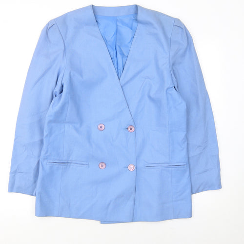 Principles Women Blue Double-Breasted Blazer Size 12 Classic Lined Jacket
