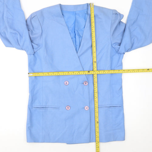 Principles Women Blue Double-Breasted Blazer Size 12 Classic Lined Jacket