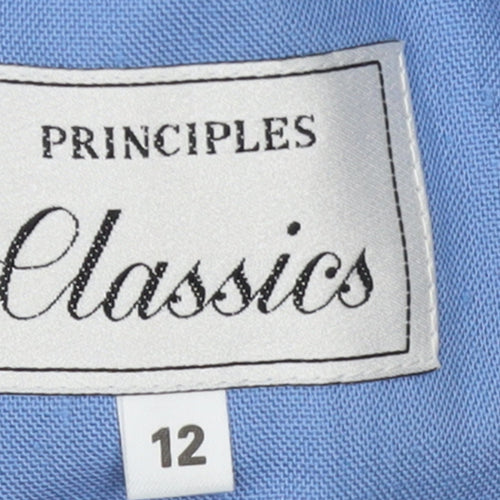 Principles Women Blue Double-Breasted Blazer Size 12 Classic Lined Jacket