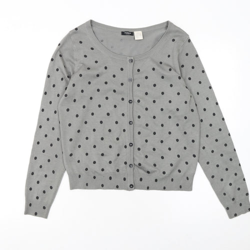 La Redoute Women Grey Polka Dot Button Cardigan Size 12/14