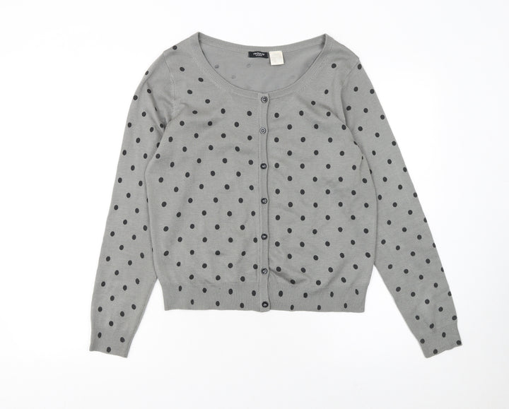 La Redoute Women Grey Polka Dot Button Cardigan Size 12/14