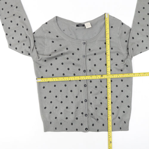 La Redoute Women Grey Polka Dot Button Cardigan Size 12/14