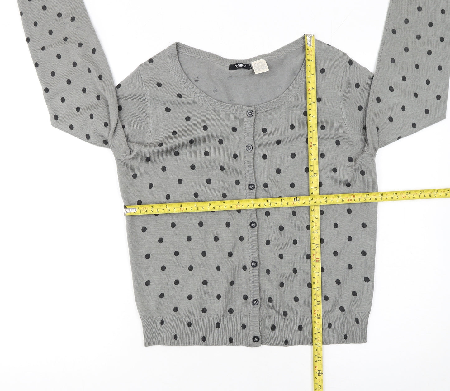 La Redoute Women Grey Polka Dot Button Cardigan Size 12/14