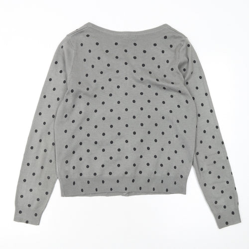 La Redoute Women Grey Polka Dot Button Cardigan Size 12/14