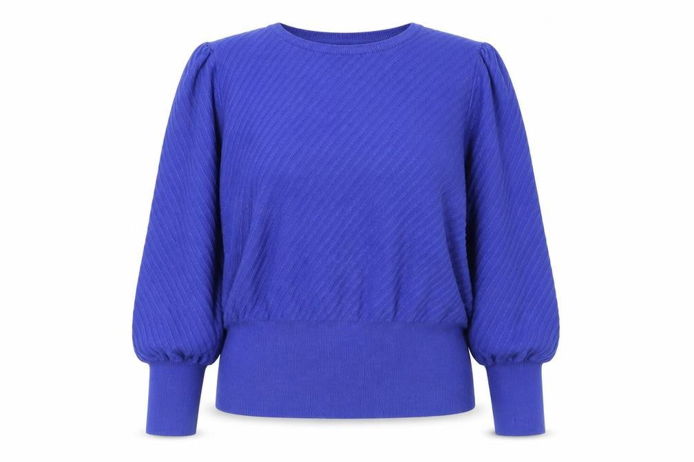 Marks and Spencer Women Blue Viscose Knit Puff Sleeve Jumper Size 16