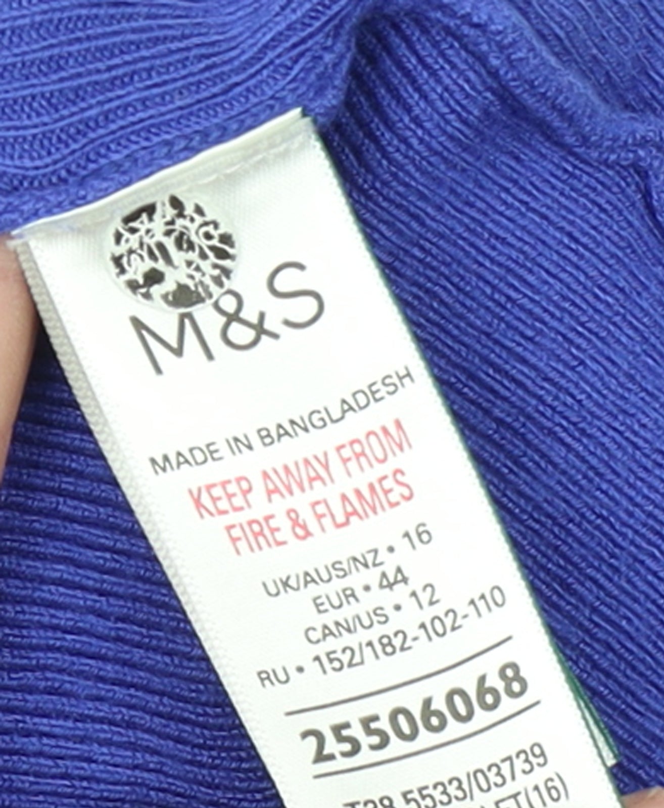 Marks and Spencer Women Blue Viscose Knit Puff Sleeve Jumper Size 16