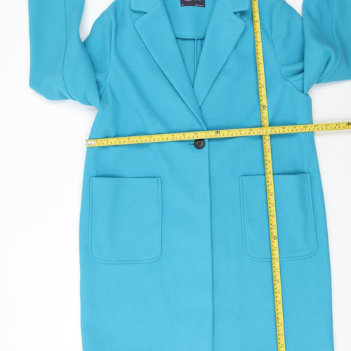 Marks and Spencer Women Blue Size 14 Polyester Single-Breasted Coat