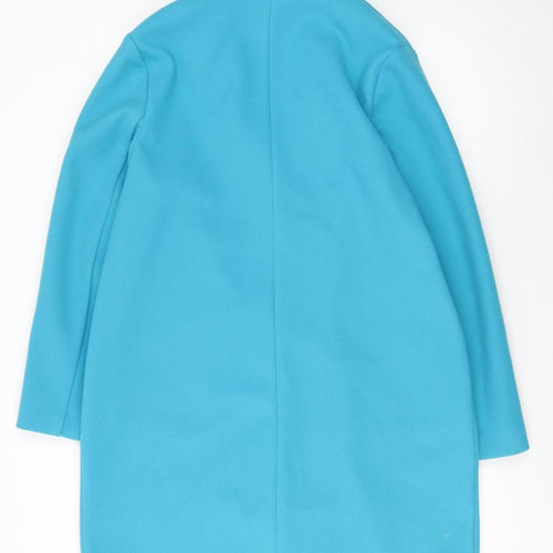 Marks and Spencer Women Blue Size 14 Polyester Single-Breasted Coat