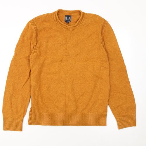 GAP Men's Orange Cotton Wool Crew Neck Jumper M Regular Fit