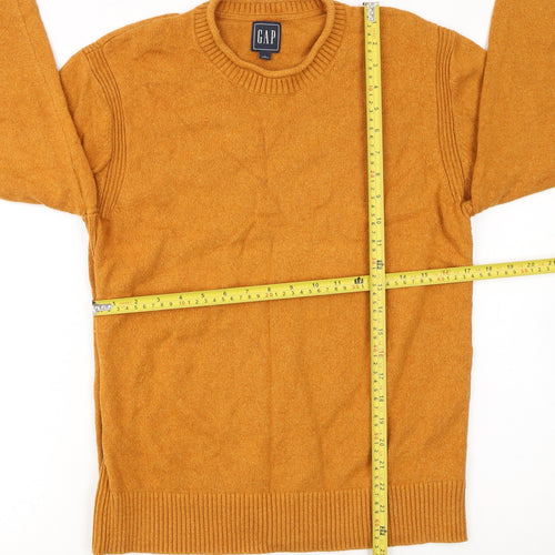 GAP Men's Orange Cotton Wool Crew Neck Jumper M Regular Fit