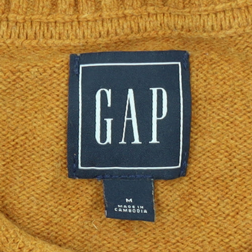 GAP Men's Orange Cotton Wool Crew Neck Jumper M Regular Fit