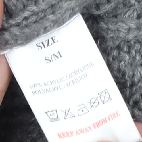 QED London Women's Grey Cable Knit Long Sleeve V-Neck Cardigan S