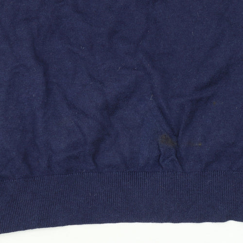Jack Wills Men's Blue V-Neck Cotton Cashmere Jumper XS