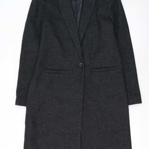 Marks and Spencer Women's Grey Wool Blend Long Overcoat UK 8