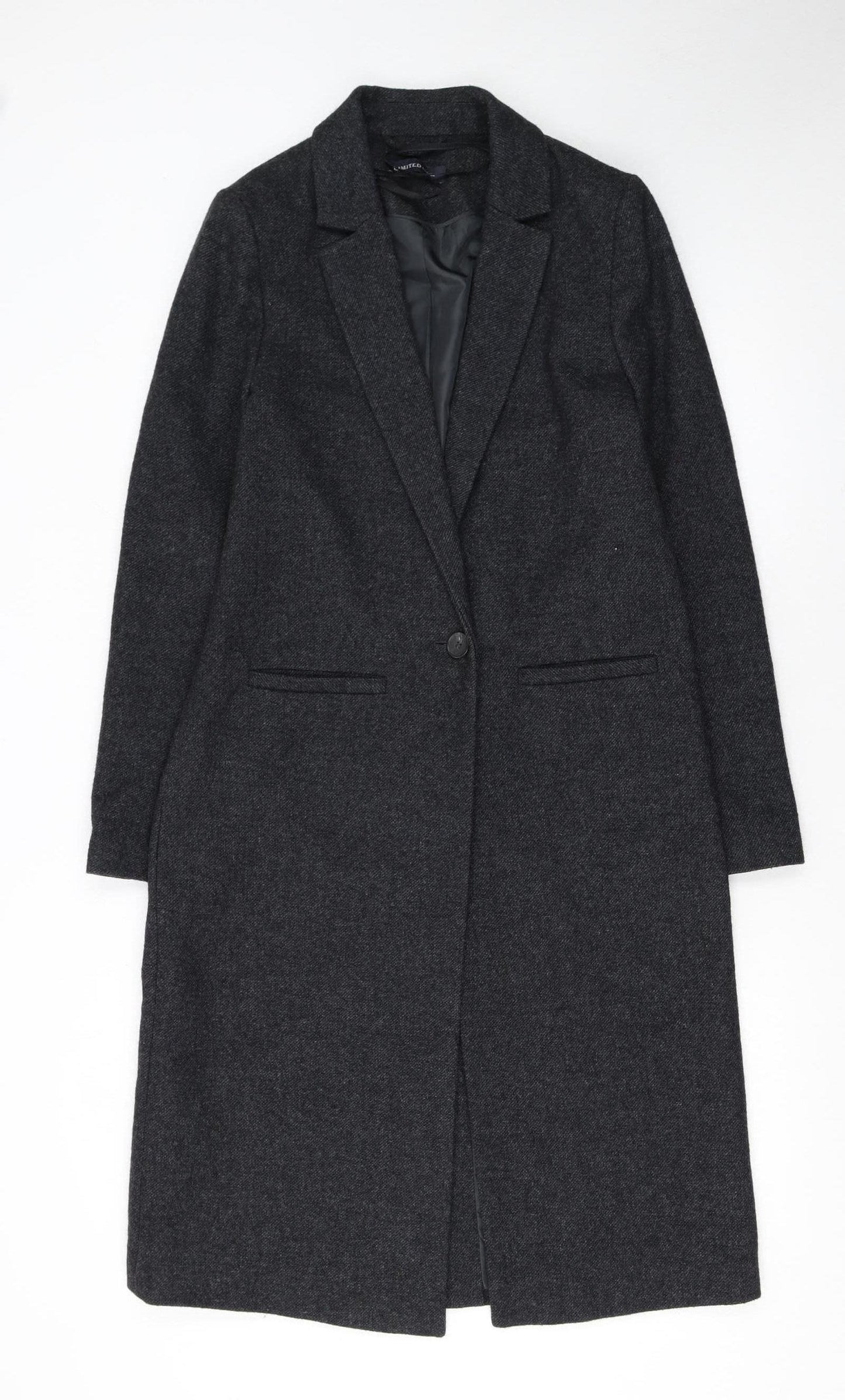Marks and Spencer Women's Grey Wool Blend Long Overcoat UK 8