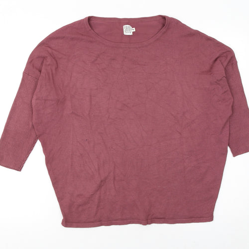 Saint Tropez Women’s Purple Crew Neck 3/4 Sleeve Relaxed Jumper M